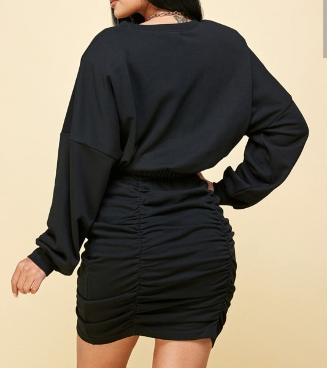 Black 2 Piece Sweatshirt & Skirt Set