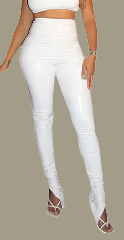 White 2025 pu pants