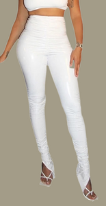 White High Waisted Latex Pants