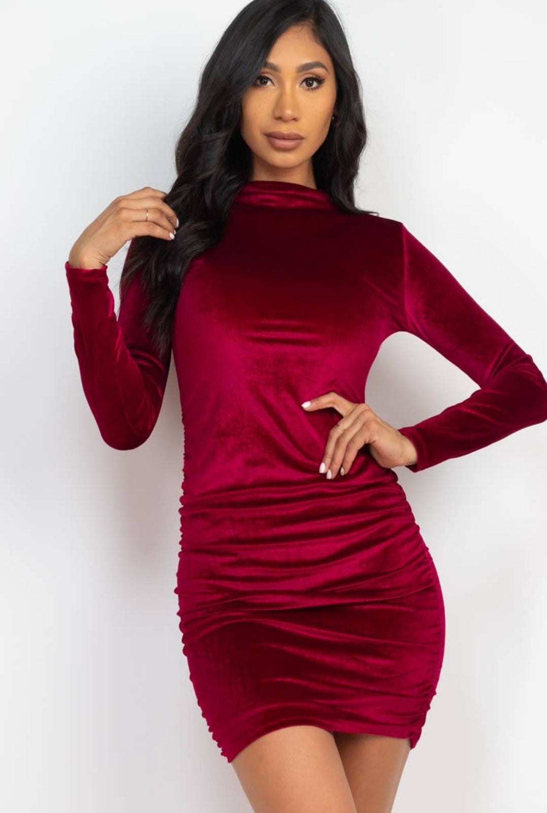 Wine Me Velour Dress